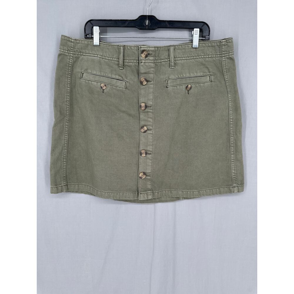 American Eagle Skirt Womens 18 Olive Green Mini Button Denim